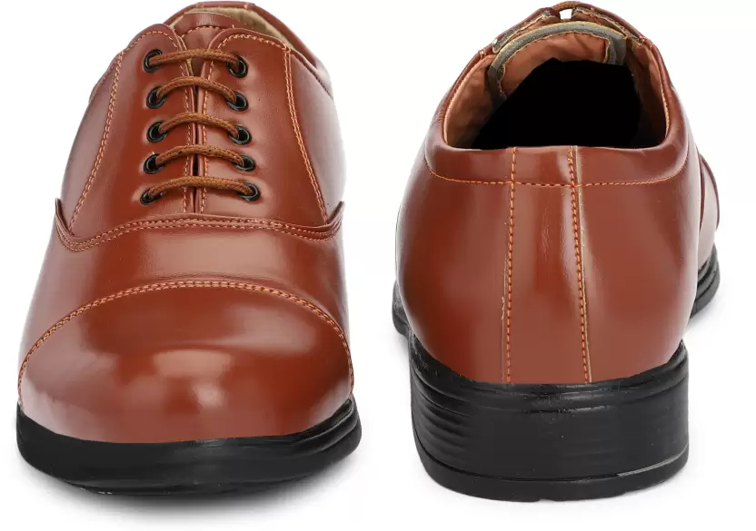 Lightweight Faux Leather Police and Oxford Police Shoes for Men Boots For Men Oxford For Men  (Tan)
